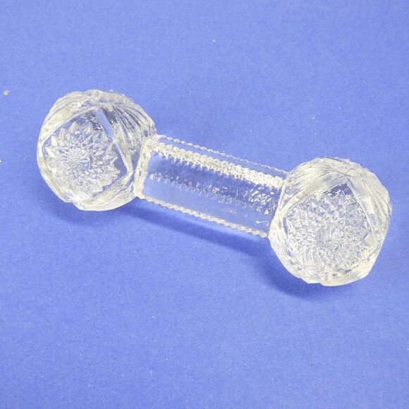 Knife Rest Clear Pressed Glass Antique Victorian Barbell - Picture 1 of 9
